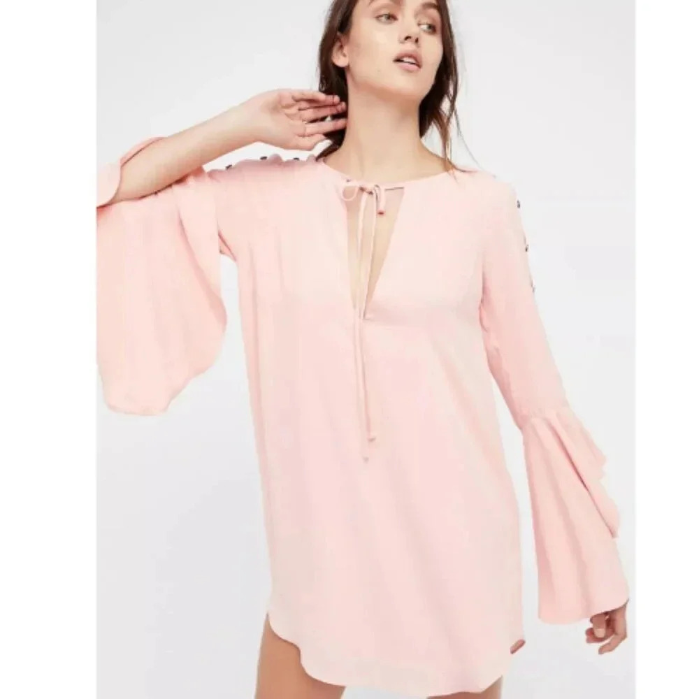 Free People Womens Small Georgine Mini Dress  Gossamer Pink